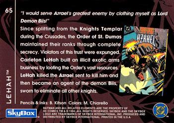 1994 SkyBox Batman: Saga of the Dark Knight #65 Sword of Azrael, Lehah Back