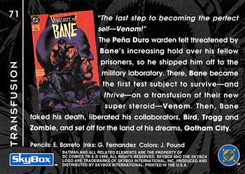 1994 SkyBox Batman: Saga of the Dark Knight #71 Vengeance of Bane, Transfusion Back