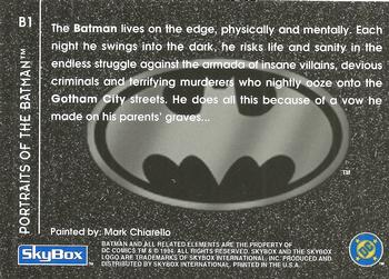 1994 SkyBox Batman: Saga of the Dark Knight - Spectra-Etch Portraits #B1 Portraits of the Batman, Batman on the Edge Back