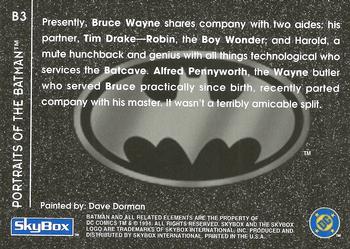 1994 SkyBox Batman: Saga of the Dark Knight - Spectra-Etch Portraits #B3 Portraits of the Batman, Bruce Wayne Back