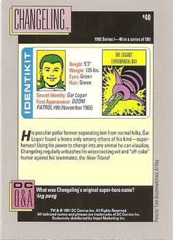 1992 Impel DC Comics Cosmic #40 Changeling Back