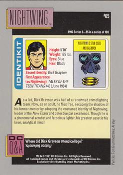 1992 Impel DC Comics Cosmic #65 Nightwing Back