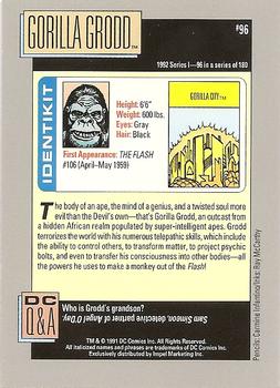 1992 Impel DC Comics Cosmic #96 Gorilla Grodd Back