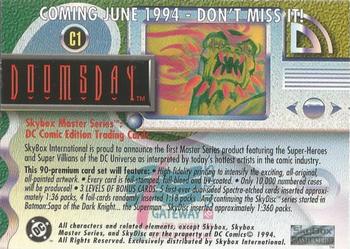 1994 SkyBox DC Master Series - Promos #C1 DoomsDay Back