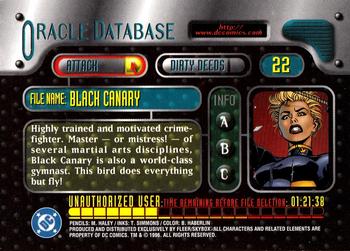 1996 SkyBox DC Outburst: Firepower #22 Black Canary Back
