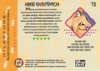 1993 SkyBox Milestone: The Dakota Universe #78 Mike Gustovich Back
