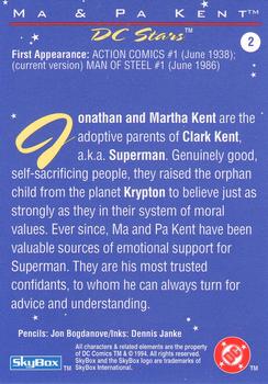 1994 SkyBox DC Stars #2 Ma & Pa Kent Back
