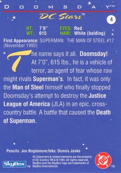 1994 SkyBox DC Stars #4 Doomsday Back