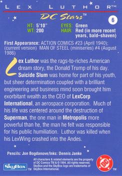 1994 SkyBox DC Stars #6 Lex Luthor Back