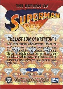 1993 SkyBox The Return of Superman #2 The Last Son of Krypton! Back