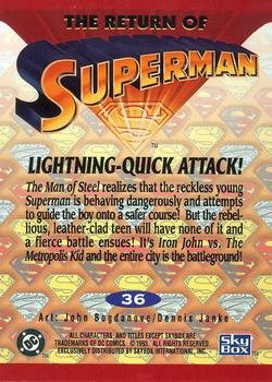 1993 SkyBox The Return of Superman #36 Lightning-Quick Attack! Back