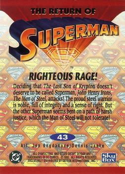 1993 SkyBox The Return of Superman #43 Righteous Rage! Back
