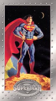 1994 SkyBox Superman: Man of Steel Platinum Series #01 Superman Front