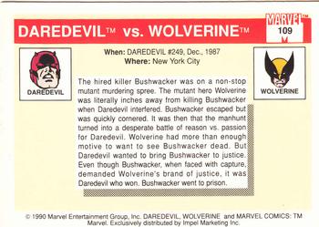 1990 Impel Marvel Universe #109 Daredevil vs. Wolverine Back