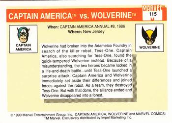 1990 Impel Marvel Universe #115 Captain America vs. Wolverine Back