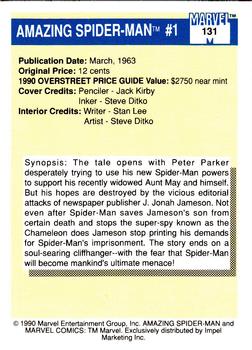 1990 Impel Marvel Universe #131 Amazing Spider-Man #1 Back
