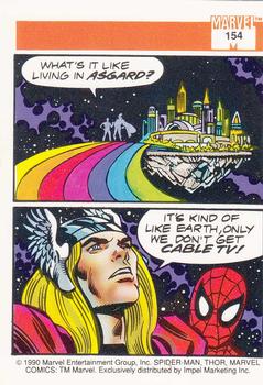 1990 Impel Marvel Universe #154 Spider-Man Presents: Thor Back