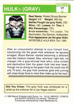 1990 Impel Marvel Universe #17 Hulk (gray) Back