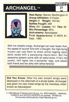 1990 Impel Marvel Universe #21 Archangel Back