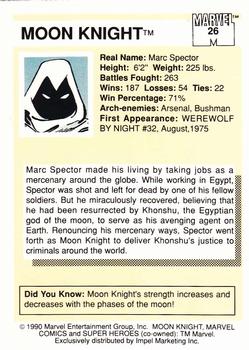 1990 Impel Marvel Universe #26 Moon Knight Back