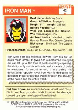 1990 Impel Marvel Universe #42 Iron Man Back