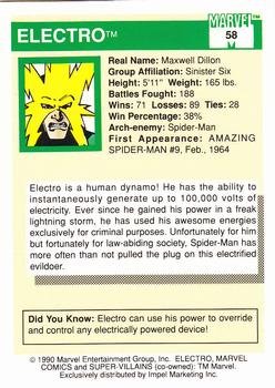 1990 Impel Marvel Universe #58 Electro Back