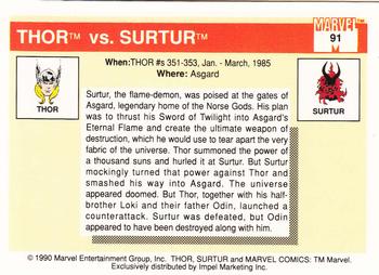 1990 Impel Marvel Universe #91 Thor vs. Surtur Back