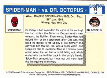 1990 Impel Marvel Universe #93 Spider-Man / Dr. Octopus Back