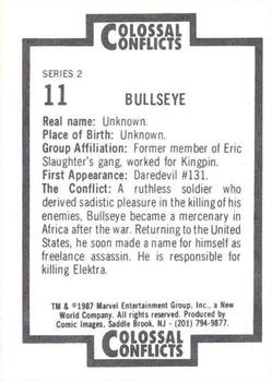 1987 Comic Images Marvel Universe II Colossal Conflicts #11 Bullseye Back