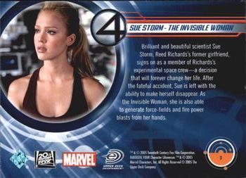 2005 Upper Deck Fantastic Four #3 Sue Storm - The Invisible Woman Back