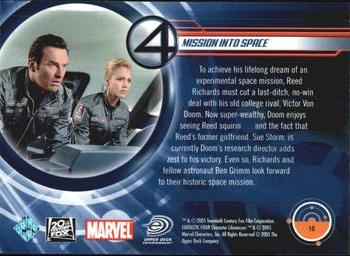 2005 Upper Deck Fantastic Four #10 Mission into Space Back