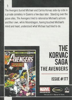 2011 Rittenhouse Marvel Universe #1 The Avengers - Issue #177 Back