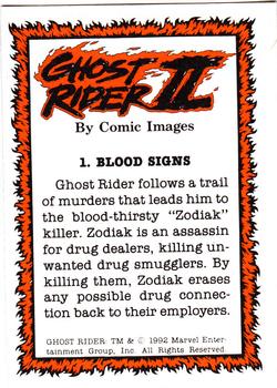1992 Comic Images Ghost Rider II #1 Blood Signs Back