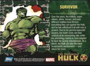 2003 Topps The Incredible Hulk #18 Survivor Back
