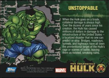 2003 Topps The Incredible Hulk #22 Unstoppable Back
