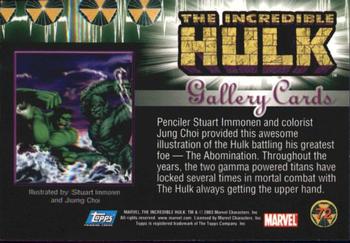 2003 Topps The Incredible Hulk #72 Penciler Stuart Immonen and colorist Jung Ch Back