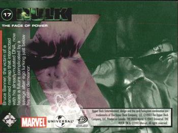 2003 Upper Deck The Hulk Film and Comic #17 The Face of Power Back