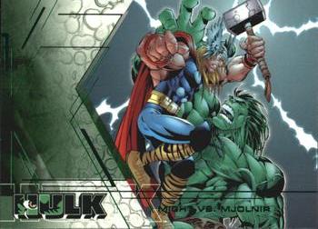 2003 Upper Deck The Hulk Film and Comic #20 Might vs. Mjolnir Front