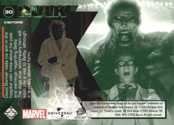 2003 Upper Deck The Hulk Film and Comic #30 Visitors Back