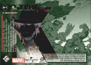 2003 Upper Deck The Hulk Film and Comic #51 A New Start Back