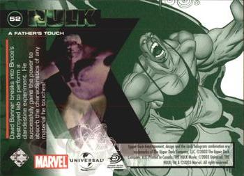 2003 Upper Deck The Hulk Film and Comic #52 A Father's Touch Back