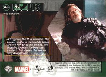 2003 Upper Deck The Hulk Film and Comic #64 The Leader Back