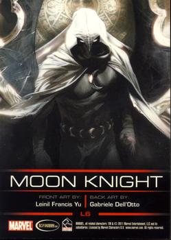 2012 Rittenhouse Legends of Marvel: Moon Knight #L6 (hand out over blue) Back