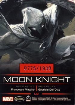 2012 Rittenhouse Legends of Marvel: Moon Knight #L9 (gray, buildings behind) Back