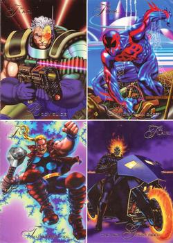 1994 Flair Marvel Universe - 4up-Panels #NNO Title Card / Bone Claws / Phoenix / Maximum Carnage Back