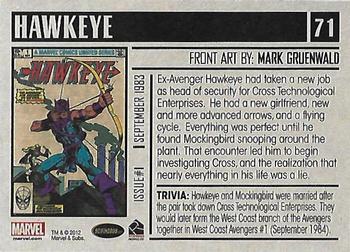 2012 Rittenhouse Marvel Bronze Age #71 Hawkeye #1 Back