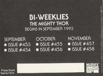 1992 Marvel Comics Bi-Weekly Promos #7 The Mighty Thor Back