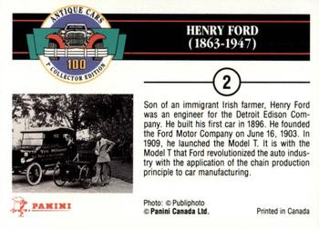 1992 Panini Antique Cars English Version #2 Henry Ford Back