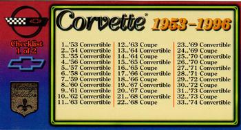 1996 Collect-A-Card Corvette Heritage Collection #89 Checklist Front