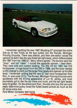 1992 Performance Years Mustang Cards #64 '87 Mustang GT Conv. Back